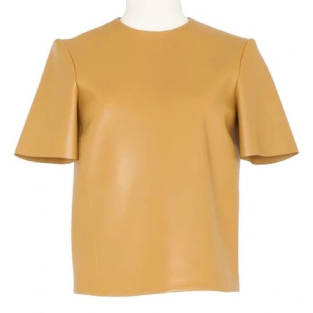 SOLD Stunning Saint Laurent Women’s XS Leather Tee Shirt in Chamois 36